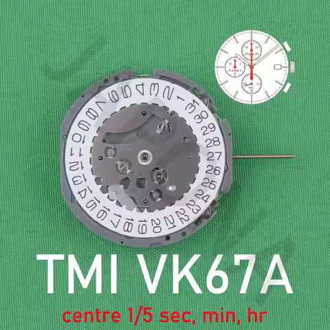 VK67 movement Japanese TMI VK67A-3 movement Chrono (centre 1/5 sec, min, hr) Precise timing quartz m