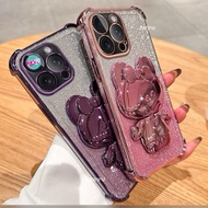 JRYU OPPO Mirror BUNNY BLINK With Stand Holder Softcase Oppo A3X A3 PRO A5 PRO A60 A5S F9 A7 A12 A15