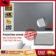 Portable Projector Screen Anti light Metal Curtain 60-130inch 16:9 HD Projector Screen Wall Mounted 