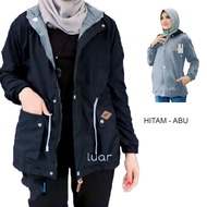 Uniqlo Jumbo Korean Style Women's Parka Jacket Imported Reversible Muslimah Long Korean Black Grey