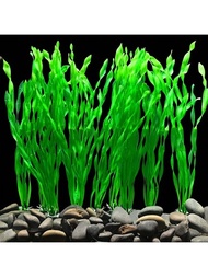 3入組綠色人造塑膠水草提供自然美妝適用於你的水族館