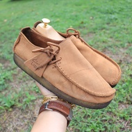 ส่งฟรี  8Us 26cm 41eu รองเท้า Clarks รุ่น Lugger สีน้ำตาล Slip on Loafers Pre-owned Authentic