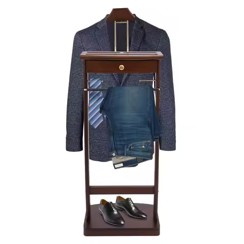 Freestanding Clothes Stand Clothes Stand with Sturdy Base Suit Stand 17.32*11.81*44.09in Walnut Colo