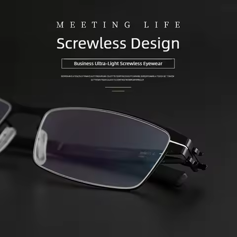 German-Style Brand Replica Screwless Eyeglasses Frames for Men Ultra-Light Comfort Thin Steel Retro 