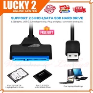 Lucky2 USB 2.0 To SATA 22 Pin 2.5 Inch Hard Disk Drive SSD Adapter Connector Cable Lead 30cm