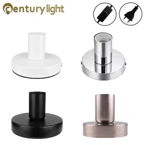 5 Colors Polished Metal Table Lamp Base 1.8m EU Plug with Switch E26 E27 Small Night Lamp Holder for