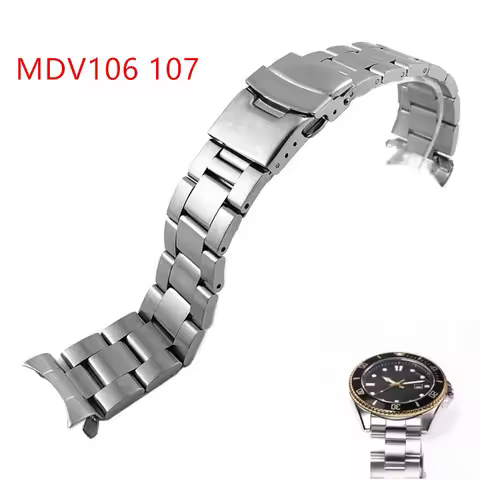22mm Diving Steel Metal Strap For Casio Duro Mdv107-1A MDV106-1A Watch Wristband Bracelet Watchband 