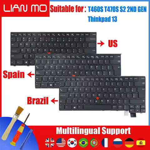 US UK Portuguese Spanish Brazil French Belgian Russia for Lenovo Thinkpad T460S T460P T470S T470P ba