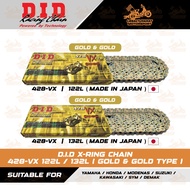 DID CHAIN X-RING 428-VX 122L / 428 -VX 132L GOLD & GOLD COLOR CHAIN FOR KAPCAI MOTORCYCLE