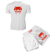 Sanda Venom ชุดฝึกซ้อมชุด UFC ของแท้กางเกงรัดรูปผู้ชายชุดต่อสู้มวยไทยมวยกางเกงขาสั้นแขนสั้นยิมต่อสู้