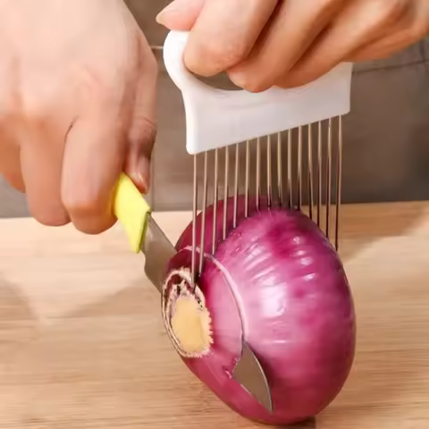 1 Piece of Colorful Onion Slicer for Easy Onion Cutting. Kitchen Stainless Steel Onion Fork Onion an