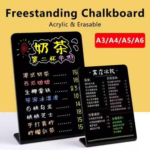 No Residue Acrylic Chalkboard Reusable Erasable Tabletop Sign A3/A4/A5/A6 Freestanding Handwritten P