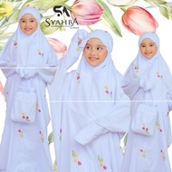 Mukena Terusan Khusus PUTIH BUNGA Anak TK SD Remaja Mukena Santri | Syahba