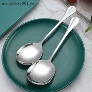 { MY Fashion }  Thicken Kitchen Dinner Dish Soup Rice Western Restaurant Bar Public Spoon Large Stainless Steel Round Head Buffet Serving Spoon .