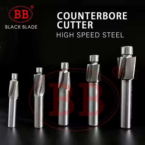 BB Piloted Counterbore Milling Cutter HSS Flat Bolt Hole Cap Screw Countersink Tool 4 Flutes Pilot M