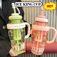 【1300ML 】Water Bottle Coffee Cup Outdoor Water Bottle With Straw Large Capacity Ice Master Cup Flowe