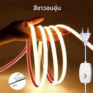 ไฟ LED Strip 220V พร้อม Dimmer IP65 กันน้ํา COB LED Strip พร้อม Self-กาวริบบิ้นยืดหยุ่นสําหรับห้องแส