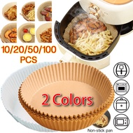 100pcs 20cm Air Fryer Disposable Baking Papers Non-Stick Steamer Round Parchment Paper Liners Kitchen Accessories Ready Stock