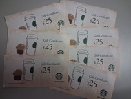 香港星巴克 Starbucks $25蚊禮券現金券,共7張