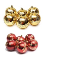 8cm Christmas Tree Ball Decorations, 6 Christmas Tree Motifs - Christmas Tree Decorations