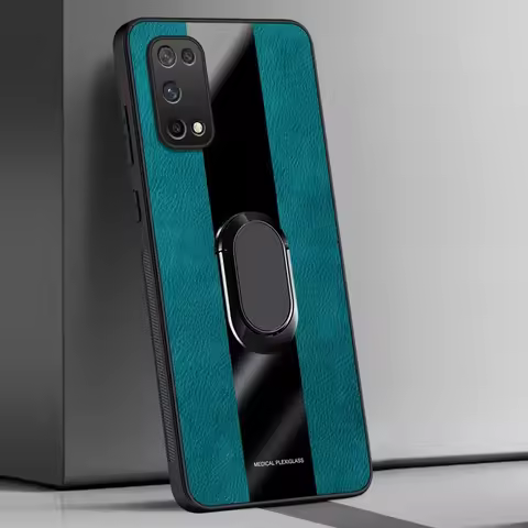 Ring Holder PU Leather Case For Realme 7 5G Cover Luxury Magnetic Silicone Protection Phone Case For