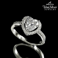 Unisilver 925 Sterling Silver Heart Solitaire Engagement Ring (RS432-1001)