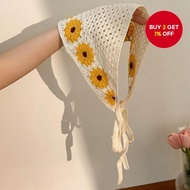 New Sunflower Headscarf Summer Dopamine Hair Accessory for Women - Exquisite Hairband with Clip Tudu