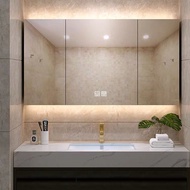 Bathroom Smart Mirror Cabinet Separate Wall-Mounted Storage With Shelf Integrated Toilet Defogging Solid Wood Customized Light  浴室智能镜柜单独挂墙式收纳带置物架一体卫生间除雾实木定制带灯