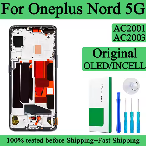 AC2001 AC2003 100% Tested AMOLED Lcd For OnePlus Nord 5G Display Touch Screen Digitizer Panel Assemb
