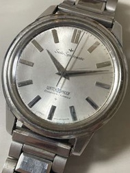 正品精工Sportsmatic自動機械男士腕錶，17鑽，帶防震功能，銀色錶盤，走時正常