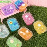WADEES Soft Rainbow Clay, Soft Stretchy Non-Sticky Clear Crystal Clay, Interactive Transparent Pure Fake Water Clear Slime Diy Slime Supplies Developmental Toys
