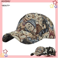 HUISHU Cute Bear Baseball Cap, Bear Print Cotton Unisex-Teens Caps, Casual Little Bear Print Cartoon