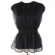 MONCLER黑色 S 碼女式上衣，飾有刺繡 logo 的RIBON紗，法式袖設計，成色極佳，意大利製造，正品。