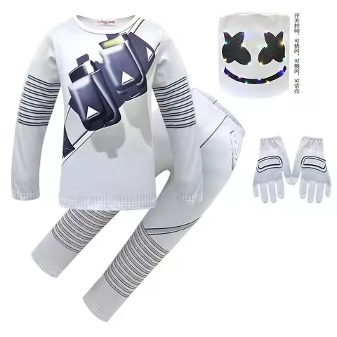 Fortnite Kids Cosplay Costume Boys DJ LED Mask Hoodie Suit Music Halloween Party Grinch Costume