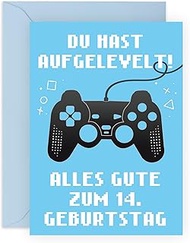 Central 23 Boy 14th Birthday Card - 'YOU HAST LEVELT' - Gamer - Game - 14 Year Old - Birthday Gift f