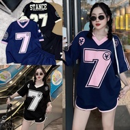 Summer New Sports Basketball T-shirt No. 7 Unisex OverSize V-neck Loose T-shirt Men's and Women's Sw