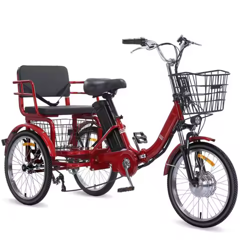 PEAK 500W 20AH Dual Seat Electric Trike Cargo, Adults 2 Seater Electric Tricycle with Pedals, Large 