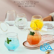 Set of 6 Deli Heat Resistant Hexagonal Diamond Glass Cups 320ML Diamond Shape Wiskey Glass Deli ES53