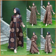 JC464 Gamis Batik Modern- Dress- Gamis Batik Kombinasi - Gamis Batik T