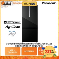 Panasonic 2-Door Bottom Freezer Refrigerator Glass Door Series 422L Inverter Fridge NR-BX421WGKM NRB