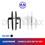 BLUE UNICORN Alco Frame Handle Lockset with Key for Aluminum Door (Black/White)