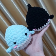 GANTUNGAN Whale Knitted Doll, Orca | Whale, Orca Amigurumi Crochet | Knitted Keychain Bag Charm | Ch