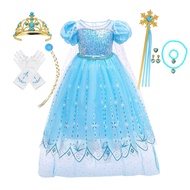 Disney Animated Film Frozen Snow Queen เครื่องแต่งกาย Purim เทศกาล Carnival Princess Elsa Vestidos เ