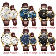 OLEVS Couple Fashion Watches Brown Leather Date Male Watches Quartz Waterproof Luminous Watch Couple