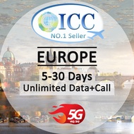 [ICC] Europe 5-30 Days 3GB|8GB|15GB|30GB 4G/3G Data + Call SIM Card(EU-B)/Best Sale in Shopee