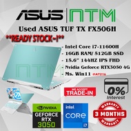 #AT216 USED ASUS TUF FX560H Gaming Laptop Intel Core i7-11600H 16G 512SB SSD NvIdia RTX3050 RTX 3050