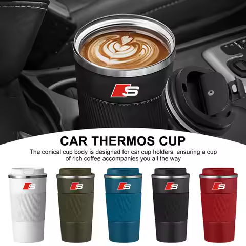 Car Badge Thermos Cup Coffee Mug Stainless Steel Coffee Thermos Mug Stickers For Audi Sline A1 A3 A4