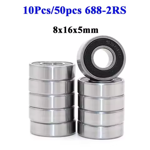 10Pcs/50pcs High Quality 688-2RS 688 2RS Ball Bearing 8x16x5mm Rubber Sealed Ball Bearing Set Miniat