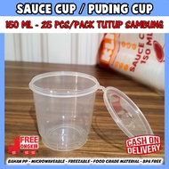 Sauce Cup 150 ml (tutup sambung)/Puding cup / tempat puding / cup plastik thinwall klir 150 ml isi 25pcs