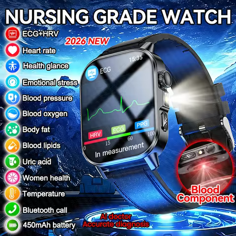 New Nursing Grade Smart Watch Men ECG BP Uric Acid Blood Lipids AI Doctor Health Accurate Diagnosis 